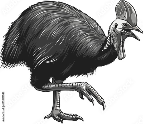 echoes of the ancient earth a primal striders monochrome majesty unleashed, isolated on transparent background