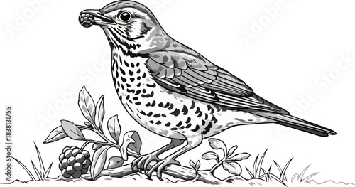 etched elegance songbirds delicate forage, a testament to natures simplicity, isolated on transparent background