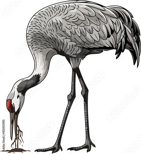 lifes foundational quest a cranes instinctive search for earths deep nourishment, isolated on transparent background
