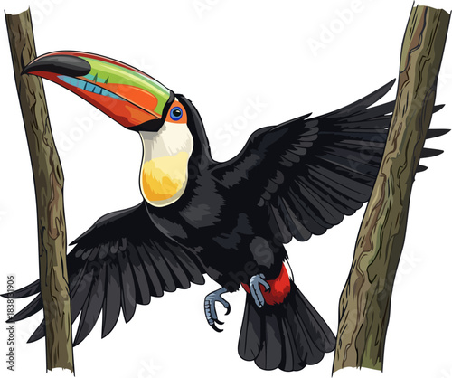 jungles herald vibrant feathers announce natures exotic grandeur aloft, isolated on transparent background