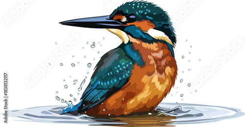 rivers vivid plunge a kingfishers moment of aquatic grace and precision, isolated on transparent background
