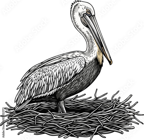 silent sentinel the pelicans enduring presence, nurturing coastal lifes delicate balance, isolated on transparent background