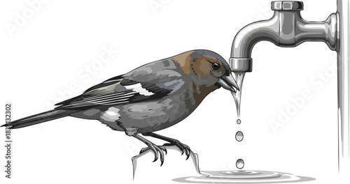 urban oasis tiny wings drink life from a slow, persistent drop, isolated on transparent background