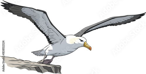 vanguard of the waves an albatrosss moment of untamed oceanic departure, isolated on transparent background