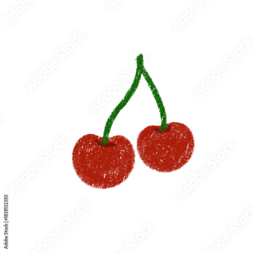 cherry vector illustration crayon style