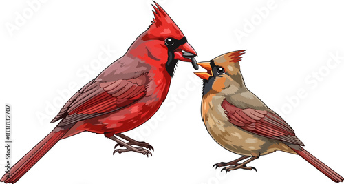 crimson bond a tender moment of cardinal devotion and shared life, isolated on transparent background