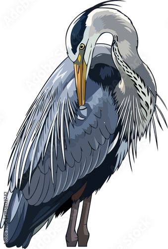 feathered focus stylized herons quiet dedication to pristine aquatic grace, isolated on transparent background