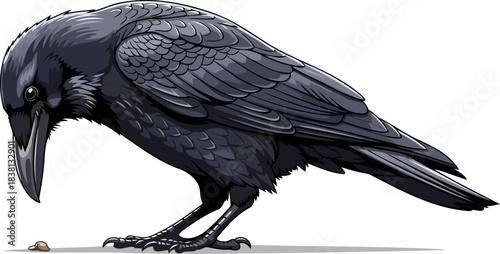 keen insight a ravens focused gaze discovering subtle wonders in plain sight, isolated on transparent background