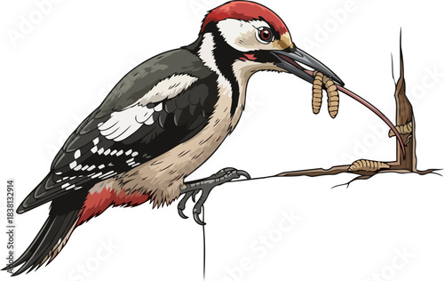 natures ingenuity woodpeckers skillful harvest of hidden forest delights, isolated on transparent background