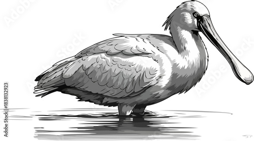 natures unique utensil a spoonbills graceful quest in aquatic worlds, isolated on transparent background