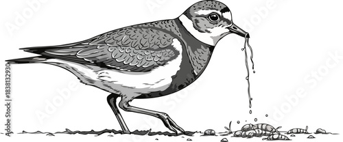 persistent forage shorebirds instinctive effort unearths lifes grounded sustenance, isolated on transparent background