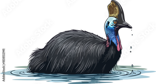 rainforest enigma primeval power, striking hues emerging from the shallows, isolated on transparent background