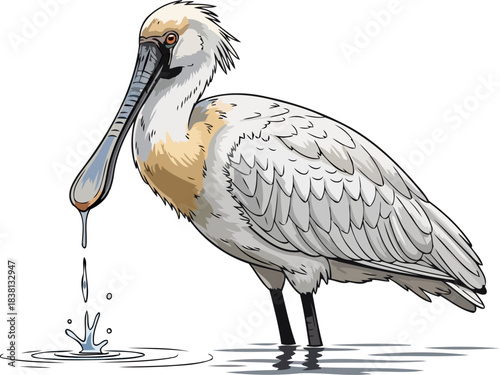 ripples of life the spoonbills patient pursuit in serene aquatic realms, isolated on transparent background