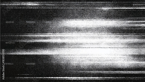 Abstract black and white digital screen static noise with vintage grunge texture background displaying horizontal scan lines