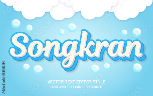 songkran water festival culture holiday vacation typography lettering editable text effect font style template