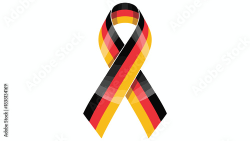 German flag ribbon symbol on a white background Keywords: Germany, flag, ribbon, symbol, awareness, support, patriotism, national, identity, solidarity, hope, cause, advocacy