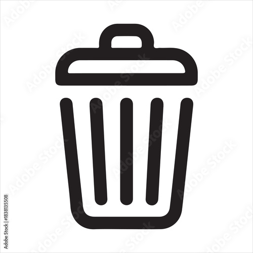 Vector Line Art Trash Can Icon for UI and Web Design