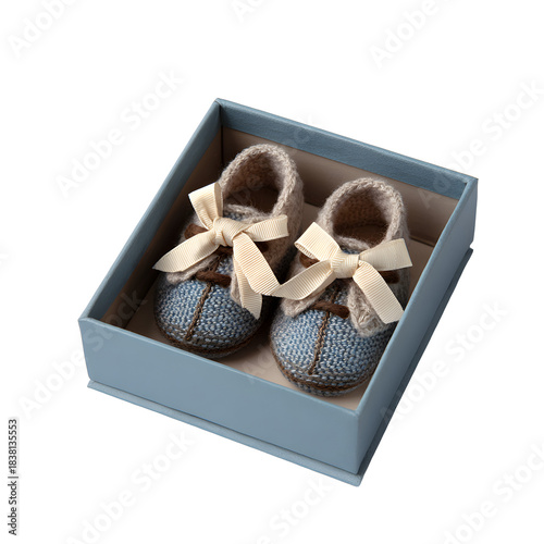 Baby booties in gift box