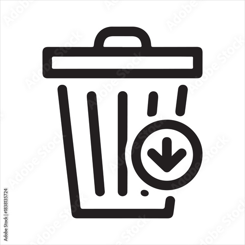 Move to Trash Outline Icon with Arrow Indicator