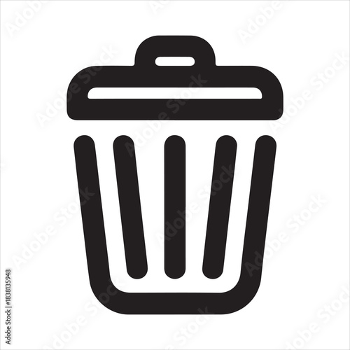 Vector Line Art Trash Can Icon for UI and Web Design
