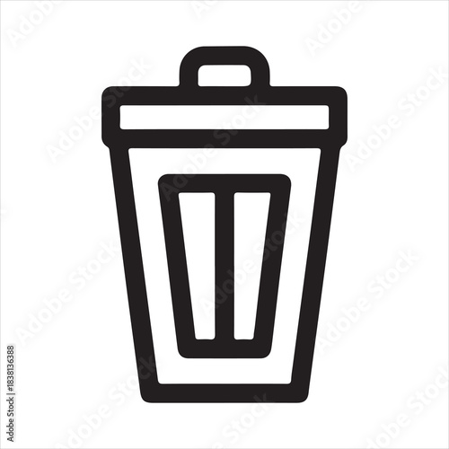 Classic Garbage Can Line Icon for Delete Function