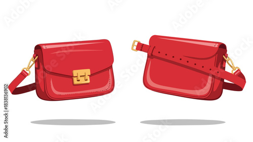 Vibrant Crimson Purses Displayed: A Fashionable Statement with Two Unique Styles and Golden Accents  for Modern Trends