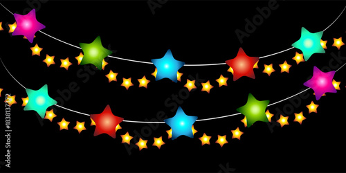 Glowing Star Garland Illustration for Christmas and New Year Celebration