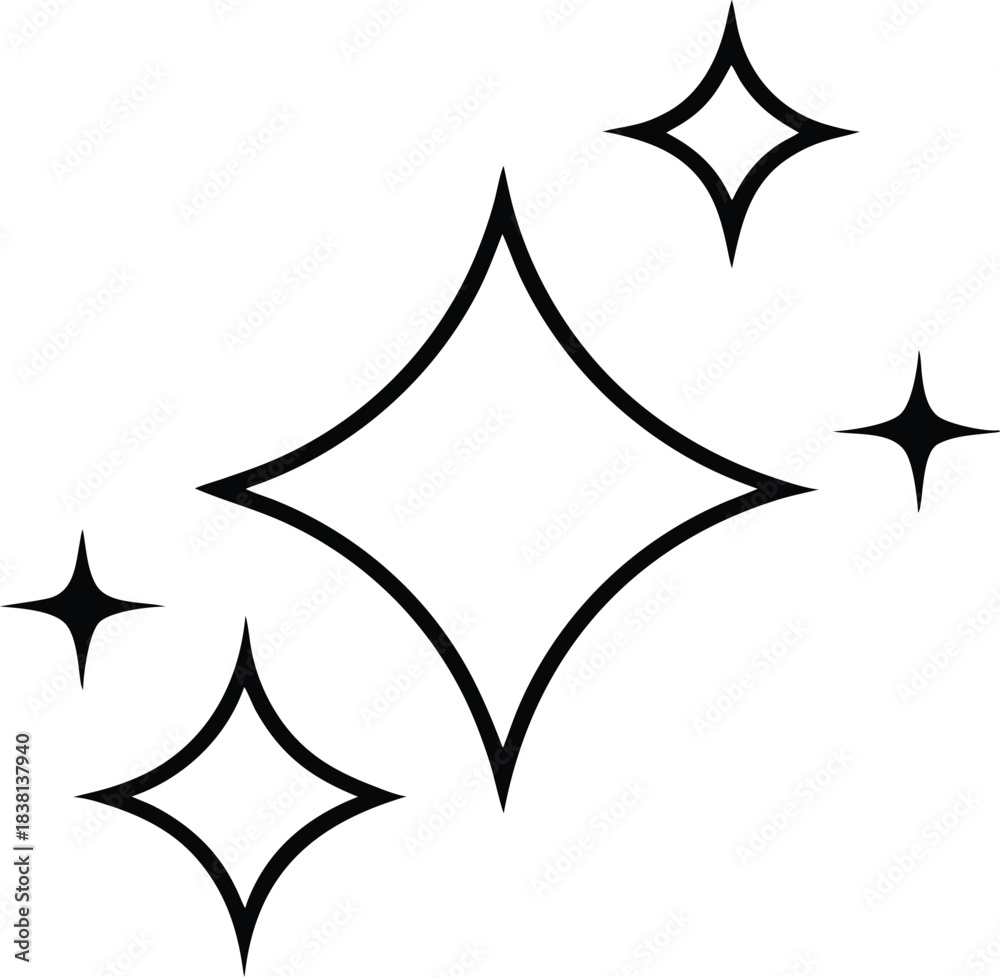 Fototapeta premium Simple sparkle star icon set for design projects
