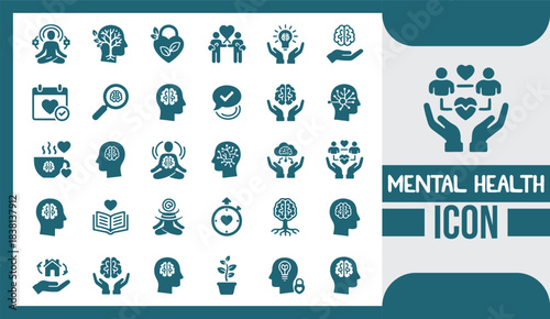  Mental Health Icon Set for Wellness and Emotional Support