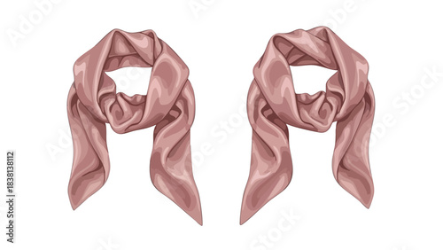 Elegant blush-toned silk scarves artwork showcasing refined textile folds and soft drape isolated on clean backdrop conveying understated chic