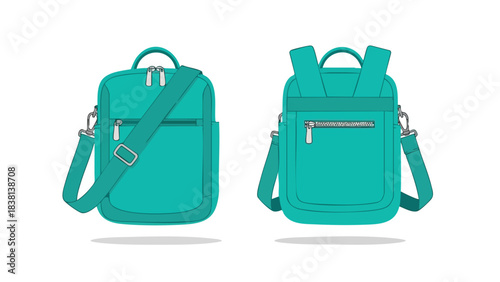 Vivid Teal Convertible Bag: A versatile accessory for modern individuals on the go demonstrating practicality and unique style providing the ideal