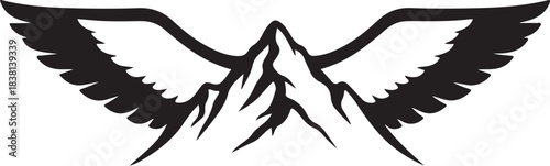 Mountain with spread wings silhouette peak mountains