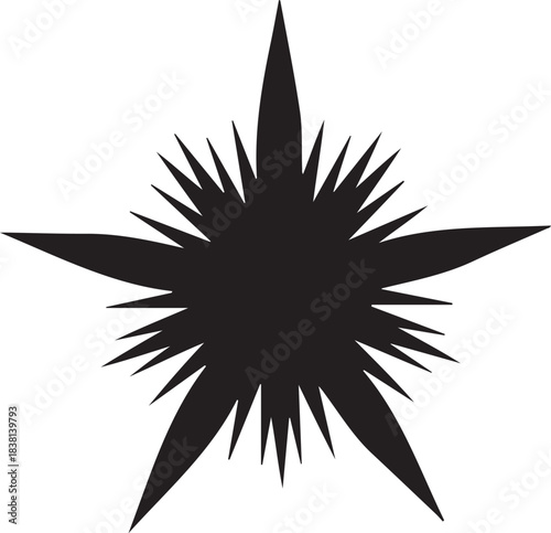 Spiky Starburst Silhouette on White Background illustration