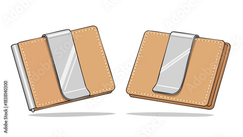Elegant minimalist wallet illustration, combining practicality and a sleek aesthetic in a refined design element suitable for financial and