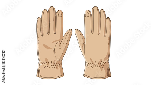 Elegant pair of leather gloves with decorative stitching, offering a sophisticated touch during cooler seasons and hand protection in style