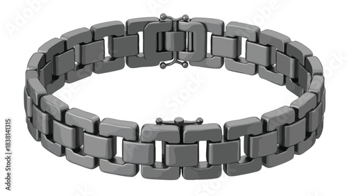 Elegant Stainless Steel Bracelet Showcase with Interlocking Rectangle Links on Plain Backdrop