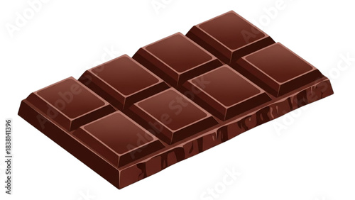 Dark chocolate bar isolated on white background