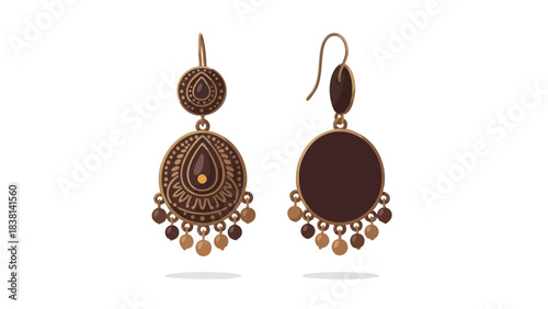 Elegant vintage earrings with teardrop design and beaded accents on a clean background