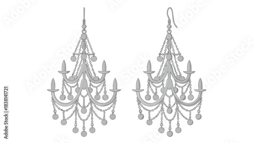 Elegant chandelier earring artwork with delicate chains and candle-like details, crafted for stylish, lightweight adornment and jewelry design
