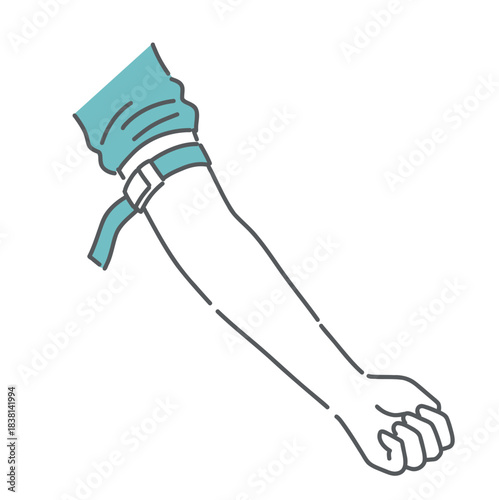 駆血帯を巻いた腕のイラスト（採血準備・血管確保）