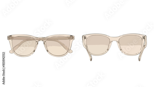 Stylish eyewear: A side-by-side look at fashion-forward sunglasses with translucent frames offering sun protection with classic appeal