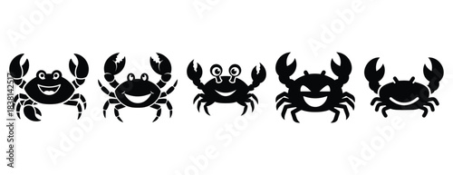 chuckly crab silhouette icon set. Animals icons collection. Animal silhouette icons. Isolated on White background
