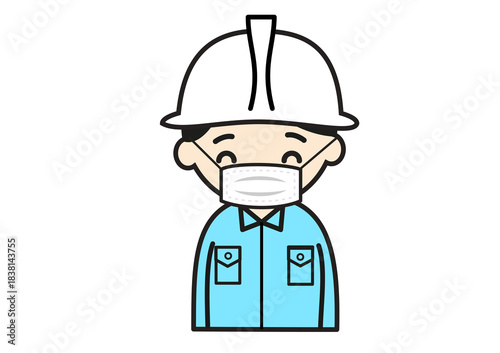  マスクをする工場作業員のイラスト