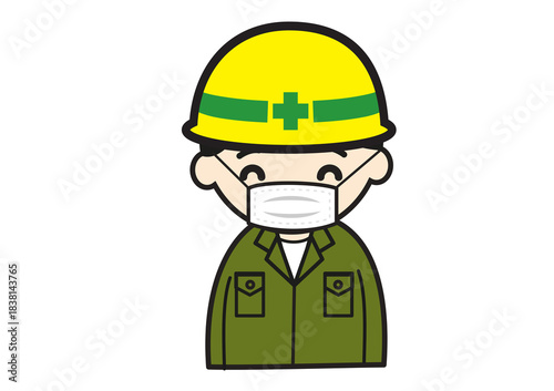  マスクをする工事作業員のイラスト