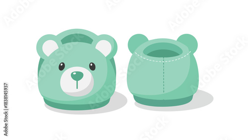 Adorable Mint Green Bear Slippers for Toddlers Delightful Footwear for Cozy Comfort and Cuteness Footwear with Playful Character Design