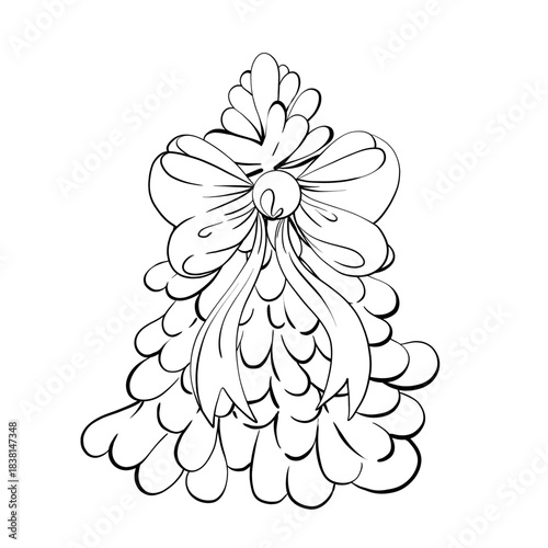 Christmas Tree Decoration Coloring Page With Bow Design for Kids Fun Activity Which Offers Creative Expression in Winter Months Enhancing Seasonal Joy