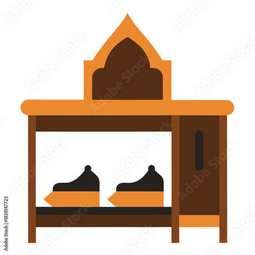 Shoe rack with shoes on a shelf