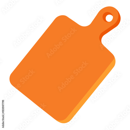 Orange cutting board with handle on white background