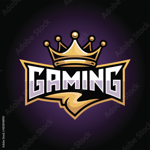 Gaming Logo With Crown Design, Emblem Representing Victory, Power, and Elite Status in the Competitive Gaming World