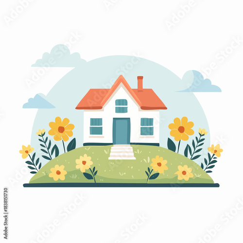 house with flowers